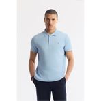 Avva Erkek Regular Fit Mavi Kıvrılmaz Polo Yaka %100 Pamuk Basic T-Shirt B001032