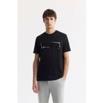 Avva Erkek Regular Fit Siyah Bisiklet Yaka Baskılı Bi-Stretch İnterlok T-Shirt A51Y1003