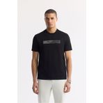 Avva Erkek Regular Fit Siyah Bisiklet Yaka Baskılı Bi-Stretch İnterlok T-Shirt A51Y1089