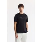 Avva Erkek Regular Fit Siyah Bisiklet Yaka Baskılı Bi-Stretch İnterlok T-Shirt A51Y1132