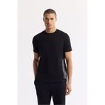 Avva Erkek Regular Fit Siyah Bisiklet Yaka Baskılı Bi-Stretch İnterlok T-Shirt A51Y1136