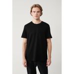 Avva Erkek Regular Fit Siyah Bisiklet Yaka Bi-Stretch Baskılı T-Shirt B001040