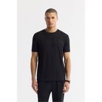Avva Erkek Regular Fit Siyah Bisiklet Yaka Jakarlı Elastan T-Shirt A51Y1035