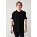 Avva Erkek Regular Fit Siyah Kıvrılmaz Polo Yaka %100 Pamuk Basic T-Shirt B001032