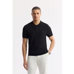 Avva Erkek Regular Fit Siyah Polo Yaka Viskon Karışımlı Triko Basic T-Shirt B005120