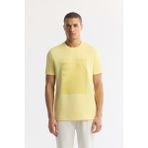 Avva Erkek Sarı Bisiklet Yaka Baskılı Bi-Stretch İnterlok Regular Fit T-Shirt A51Y1072 - M