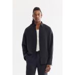 Avva Erkek Siyah Alttan Britli Yaka Nefes Alan Soft Touch Oversize Fit Gömlek A61Y2168 - XS
