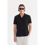 Avva Erkek Siyah Apaj Yaka Kolay Ütülenen Elastan Regular Fit T-Shirt A61Y1156