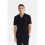 AVVA Erkek Siyah Apaj Yaka Kolay Ütülenen Regular Fit T-Shirt A61Y1083 - XL