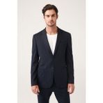 AVVA Erkek Siyah Astarsız Esnek Kumaş Çift Yırtmaçlı Comfort Slim Fit Ceket A31Y4003 - 48