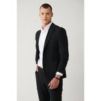 Avva Erkek Siyah Astarsız Su İtici Bi-Stretch Lightweight Comfort Slim Fit Ceket A41Y4030