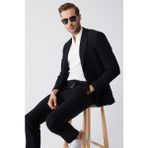 AVVA Erkek Siyah Astarsız Yün Karışımlı Çift Yırtmaçlı Comfort Slim Fit Ceket A31Y4009 - 46