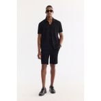 AVVA Erkek Siyah Beli Lastikli Pamuklu Jakarlı Regular Fit Şort A61Y3632 - 2XL