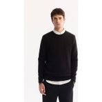 Avva Erkek Siyah Bisiklet Yaka %100 Akrilik Dokulu Triko Regular Fit Kazak E005088 - 2XL