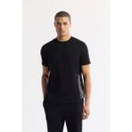 Avva Erkek Siyah Bisiklet Yaka Baskılı Bi-Stretch İnterlok Regular Fit T-Shirt A51Y1136 - M