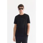 Avva Erkek Siyah Bisiklet Yaka Baskılı Bi-Stretch İnterlok Regular Fit T-shirt A61Y1056