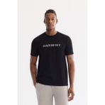 AVVA Erkek Siyah Bisiklet Yaka Baskılı Bi-Stretch İnterlok Regular Fit T-shirt A61Y1061 - 2XL