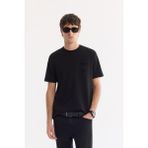 AVVA Erkek Siyah Bisiklet Yaka Baskılı Bi-Stretch İnterlok Regular Fit T-shirt A61Y1067 - 2XL