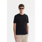 AVVA Erkek Siyah Bisiklet Yaka Baskılı Bi-Stretch İnterlok Regular Fit T-shirt A61Y1082 - M