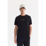 AVVA Erkek Siyah Bisiklet Yaka Baskılı Soft Touch Nefes Alan Regular Fit T-Shirt A61Y1020 - XL