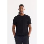 AVVA Erkek Siyah Bisiklet Yaka Baskılı Viskon Karışımlı Bi-Stretch İnterlok Regular Fit T-shirt A61Y1043 - XS