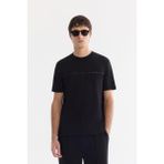 AVVA Erkek Siyah Bisiklet Yaka Baskılı Viskon Karışımlı Bi-Stretch İnterlok Regular Fit T-shirt A61Y1052 - XL