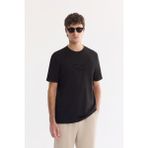 AVVA Erkek Siyah Bisiklet Yaka Baskılı Viskon Karışımlı Bi-Stretch Regular Fit T-shirt A61Y1160 - XL