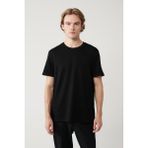 Avva Erkek Siyah Bisiklet Yaka Bi-Stretch Baskılı Regular Fit T-Shirt B001040 - XL