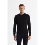 AVVA Erkek Siyah Bisiklet Yaka Dokulu Regular Fit Triko Kazak E005110 - 2XL