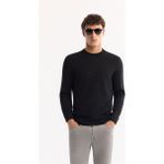 Avva Erkek Siyah Bisiklet Yaka Dokulu Triko Regular Fit Kazak A52Y5086 - M