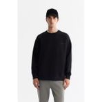 Avva Erkek Siyah Bisiklet Yaka Elastan Oversize Fit Sweatshirt A42Y1248 - M