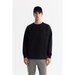 Avva Erkek Siyah Bisiklet Yaka Elastan Oversize Fit Sweatshirt A42Y1248