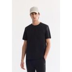 Avva Erkek Siyah Bisiklet Yaka Kırışmaz Hızlı Kuruyan Teknik Kumaş Regular Fit T-Shirt A61Y1099