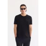 AVVA Erkek Siyah Bisiklet Yaka Nefes Alan Soft Touch Baskılı Regular Fit T-Shirt A61Y1021 - M