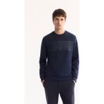 AVVA Erkek Siyah Bisiklet Yaka Pamuklu Bi-Stretch Baskılı Regular Fit Sweatshirt A52Y1215 - 2XL - Lacivert