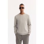 AVVA Erkek Siyah Bisiklet Yaka Pamuklu Bi-Stretch Baskılı Regular Fit Sweatshirt A52Y1215 - Gri - XS