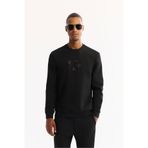 Avva Erkek Siyah Bisiklet Yaka Pamuklu Bi-Stretch Baskılı Regular Fit Sweatshirt A52Y1247