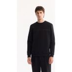 AVVA Erkek Siyah Bisiklet Yaka Pamuklu Bi-Stretch Baskılı Regular Fit Sweatshirt A52Y1325 - XS