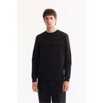 Avva Erkek Siyah Bisiklet Yaka Pamuklu Bi-Stretch Baskılı Regular Fit Sweatshirt A52Y1325
