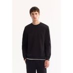 Avva Erkek Siyah Bisiklet Yaka Pamuklu Bi-Stretch Regular Fit Sweatshirt A52Y1272