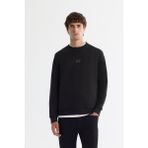 Avva Erkek Siyah Bisiklet Yaka Pamuklu Şardonlu Baskılı Regular Fit Sweatshirt B001033