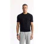 Avva Erkek Siyah Bisiklet Yaka Rayon Triko Regular Fit T-Shirt A51Y5004 - M