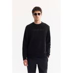Avva Erkek Siyah Bisiklet Yaka Soft Touch Baskılı Polar Regular Fit Sweatshirt A52Y1269