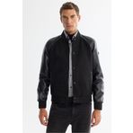 Avva Erkek Siyah Bomber Yaka Süet Dokulu Comfort Fit Mont A42Y6028