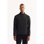 Avva Erkek Siyah Dik Yaka İçi Kareli Şardonlu Teknik Kumaş Regular Fit Sweatshirt A52Y1219