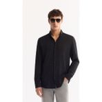 Avva Erkek Siyah Düğmeli Yaka Soft Touch Oversize Regular Fit Gömlek A52Y2033 - XL