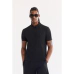 Avva Erkek Siyah Fermuarlı Polo Yaka Hızlı Kuruyan Kırışmaz Regular Fit T-Shirt A61Y1124