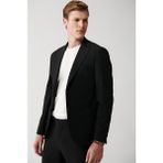 AVVA Erkek Siyah Gofre Dokulu Astarsız Çift Yırtmaçlı Comfort Slim Fit Ceket A31Y4028 - 46