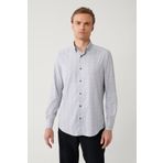 Avva Erkek Siyah-Gri Alttan Britli Yaka Desenli Travel Slim Fit Gömlek A41Y2010