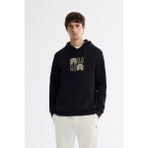 Avva Erkek Siyah Kapüşonlu Pamuklu Baskılı Elastan Regular Fit Sweatshirt A42Y1324 - XS
